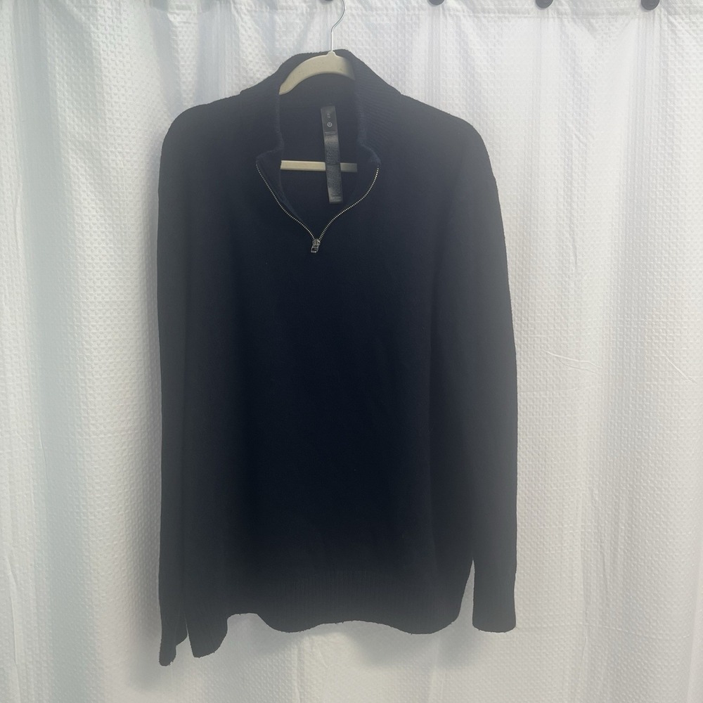 Lululemon Mens Merino Wool Blend 1/2 Zip Mock Neck Sweater Blue LM3FCOS XL